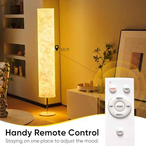 58 inch Simple Soft Light Floor Lamp Design Morden 3 Color Lighting Remote Control LED lamp with Tyvek Fabric Shade,Brightness Adjustable for Living Room Bedroom Game Room