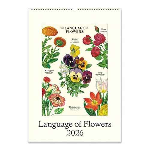 Cavallini 2026 Language of Flowers Wall Calendar, 13x19 Inches, 12 Page-A-Month Hanging Calendar, Ideal for Flower Lovers, Beautiful and Organized