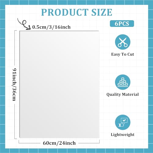 Kathfly White Acid-Free Double Sided Foam Boards 24x36 in 6 Pack