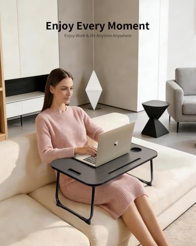 Ruxury Black Large Folding Lap Desk Bed Table for Sofa Couch & Floor