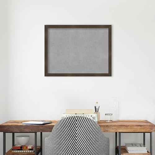 Amanti Art Brown Framed Magnetic Board 20x26 Medium Vision Board for use with Magnets, 100% metal sheet to display items as office decor or for home organization in mudroom, kitchen or kids room
