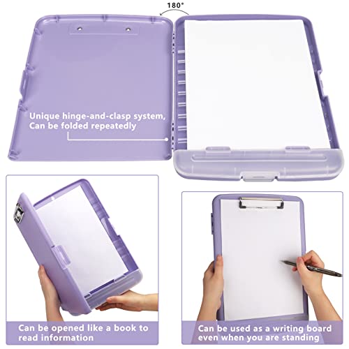 Light Purple Storage Clipboard with Pen Holder, A4 Nursing Binder, Side-Opening Heavy Duty