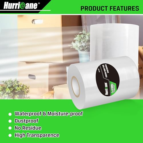 HURRICANE Stretch Wrap Film Refill Rolls, Clear Roll, 2 Pack 80 Gauge