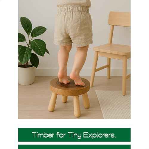 7 Inch Solid Wood Step Stool, Natural Growth Ring Wood Stool for Adults, Kids and Toddlers, Simple Minimalist Riser for Plants and Home D?cor