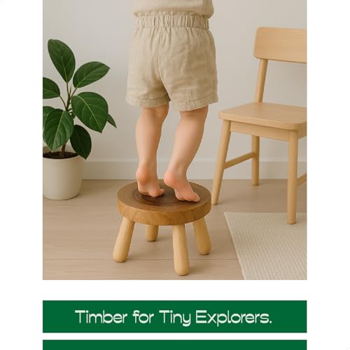 7 Inch Solid Wood Step Stool 2 Pack, Natural Growth Ring Wood for Adults, Kids and Toddlers, Simple Minimalist Riser for Plants and Home D?cor