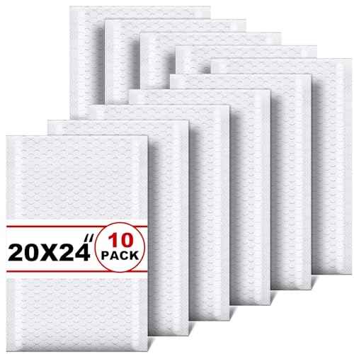 Thenshop 10 Pcs Extra Large Bubble Mailers 20 x 24 Inch Resealable Padded Envelopes Waterproof Shipping Packages Opaque Poly Packaging Envelope Mailers Cushioned Bags for Mailing Packaging, White