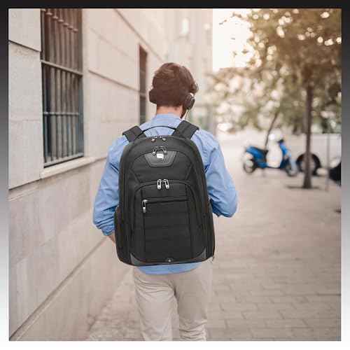 Rolling Laptop Backpack for Men Carry on Luggage Roller Backpack with Wheels Removable Wheels and Trolley Black Wheeled Backpacks for Travel Airline Approved