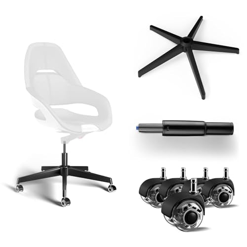 Sytopia Office Chair Base Replacement Bundles, Heavy Duty 2500LBs, Reinforced to Repair Swivel Gaming Chair Bottom Part with 5 Universal Premium Casters and 1 Gas Lift Cylinder(Matte Black)