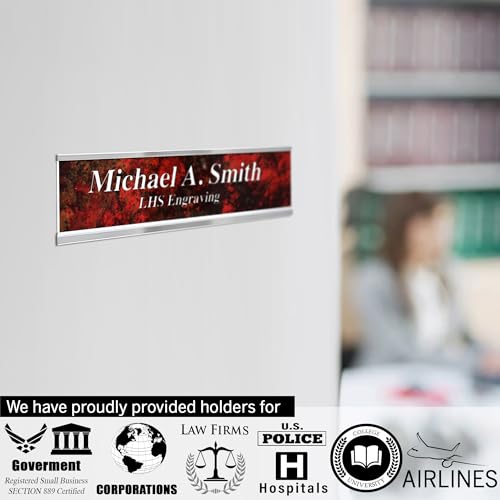 2x8 Custom Engraved Office Door & Desk Name Plate Brushed Brass with Black Lettering - M6 Variation