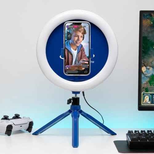 Paladone PlayStation Streaming Light - Officially Licensed Adjustable Ring Light with Phone Holder, 3 Light Modes, Warm, Cool & Neutral, Gift for Boys