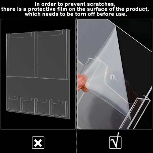 Eersida 6 Pocket Acrylic Brochure Holder Wall Mount, 21.65 x 17.72 Inches Plastic Magazine Holder Literature Multi Display Clear Pamphlet Display Flyer