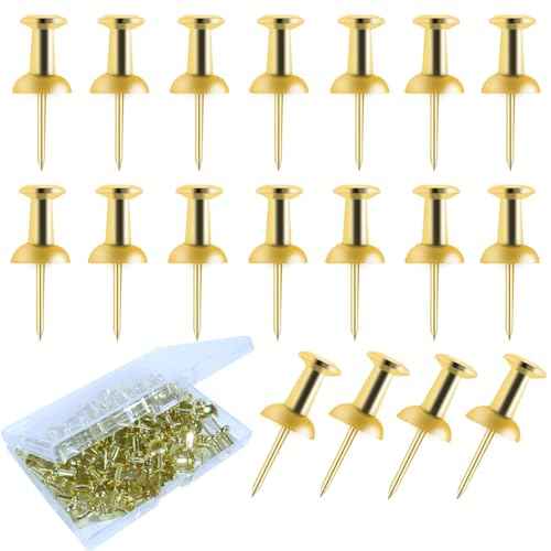 100Pcs Push Pins Gold, Stick Pins for Bulletin Board, Poster Pins, Double Headed Picture Hanging Nails, Pins for Wall £¨Gold£©