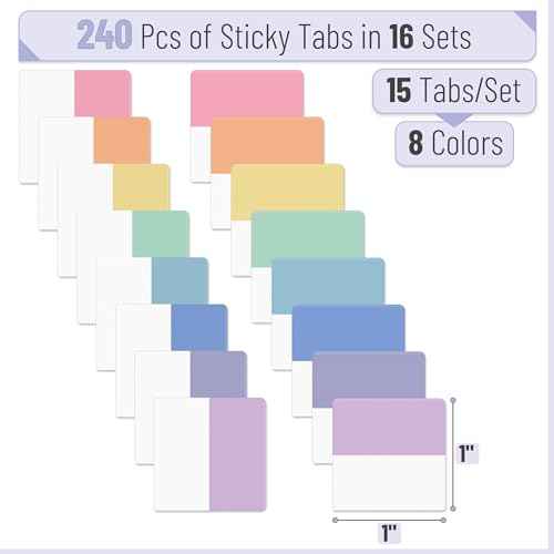 Mr. Pen- Sticky Index Tabs, 240 Pcs, Pastel Sticky Tabs for Notebooks, Page Markers, Page Tabs for Binders, Page Tabs Sticky Tabs for Books, Notebook Tabs, Book Sticky Tabs for Notebooks