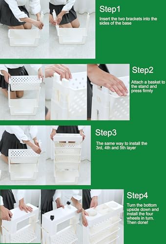 Large White CINPIUK Rolling Office Paper Organizer Cart with 5 Tiers Slim File Storage