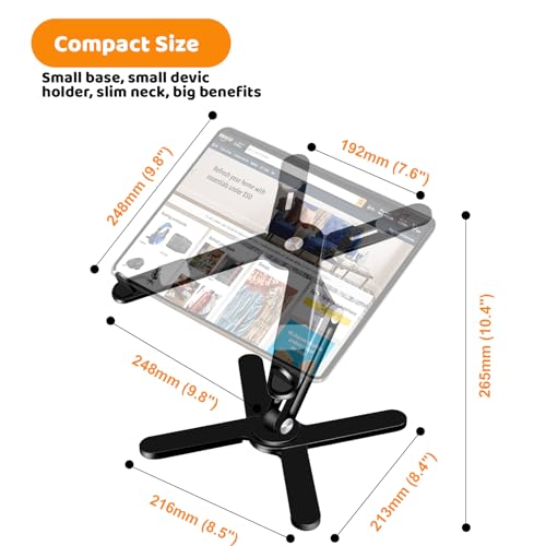 Laptop Stand with 360 Rotating Base, Computer Notebook Laptop Riser Metal Holder for Desk Collaborative Work, Fully Foldable for Easy Storage, Fits All MacBook, Laptops up to 16 inches, Black