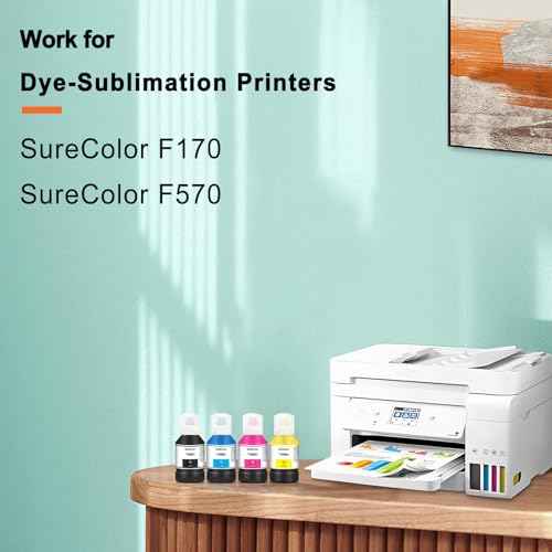 T49M Sublimation Ink T49M1 T49M2 T49M3 T49M4 Autofill ICC-Free Anti-UV for SureColor F170 F570 Sublimation Printers (140ml, BK,C,M,Y)