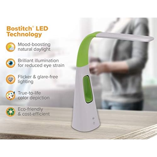 VLED1603LM Desk Lamp with Bladeless Fan, Dimmable, Adjustable Neck, Lime Green
