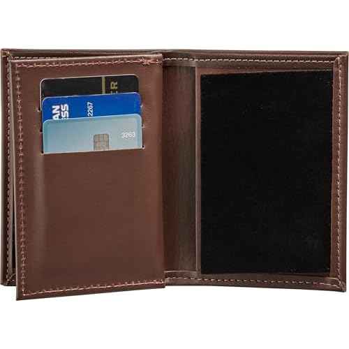 Perfect Fit Shield Wallets Brown Leather Bifold Badge Wallet for US Customs Border Patrol Badge and ID Case (Cutout PF-587)