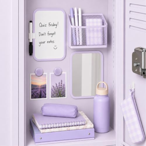 Svartur Purple Locker Accessories Set with Whiteboard Mirror & Pen Holder for School