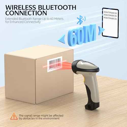 TEEMI Bluetooth Barcode Scanner, 1D Handheld Laser Bar Code Reader with Auto Sensing & Fast Accurate Scanning, Easy Pairing with iPad, iPhone, Android Smartphone, Tablet, PC ? No Stand