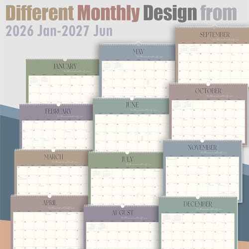 GuassLee Wall Calendar 2026-2027, 18-Month Hanging Desk/Wall Calendar From 2026 Jan-2027 Jun., 14" X 11" Monthly Planner With Thick Paper Spiral Bound For Office Home School Organizing & Planning