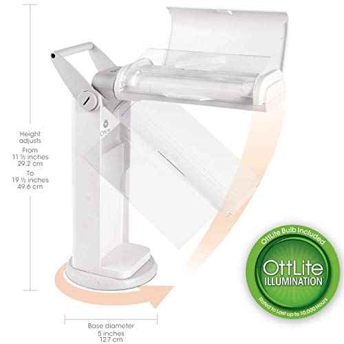OttLite 13 Watt Magnifier Task Lamp with 2X Magnification and Swivel Base, Dark Gray