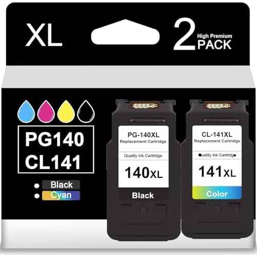 High Pages 140XL 141XL Ink Cartridges Replacement for Canon Replacement for Canon PG140 CL141 XL Ink Cartridges for Pixma Pixma MG2580 MG2400 MG2500 MG4110 MG4210 IP2880 1 Black 1 Color