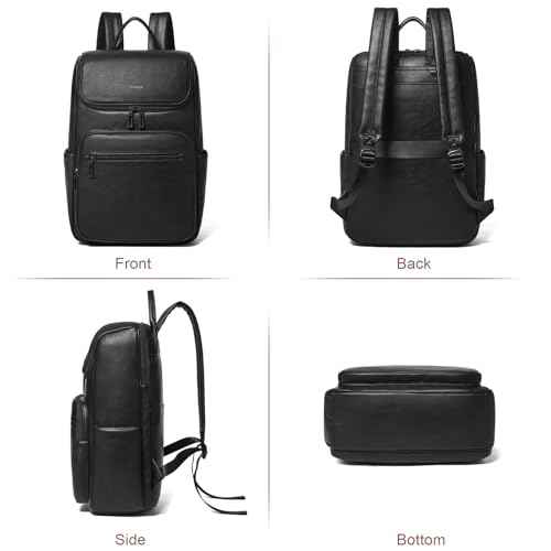 Computer Leather Backpack for Women Travel Back pack with 15.6 inch Laptop Compartment, Vintage Ladies Backpack, Black