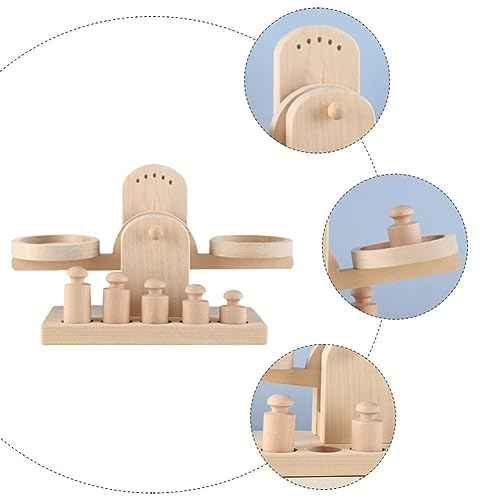 iplusmile Wooden Scale Wooden Montessori Math Materials Weighing Scale Set Preschool Educational Learning Tool 1 Set