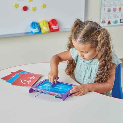 hand2mind Cursive Letter Tracing Sensory Pad, Reusable Handwriting Practice for Kids, Cursive Alphabet Learning Toys, Tracing Board, Fine Motor Activities, Writing Center for Classroom