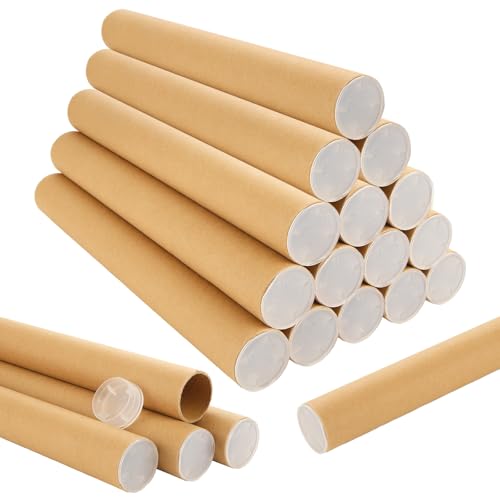 20 Pack Kraft Mailing Tubes 1.5x12 Inches with Caps for Shipping & Art