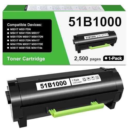 51B1000 Toner Cartridge Black Compatible for Lexmark MS317 MS317DN MS417 MS417DN MS517 MS517DN MS617 MS617DN MX317 MX317DN MX417 MX417DN MX517 MX517DE MX617 MX617DE MX417de Printers£¨1-Pack,2500Pages