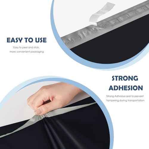 GSSUSA Poly Mailers 12 x 15.5 Inch 50Pack,Self Adhesive Shipping Bags for Clothing,Waterproof Black Shipping Envelopes for Small Business,Sturdy Mailers Poly Bags Flexible Mailing Packing Bags