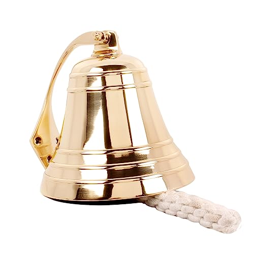 6 Inch Heavy Duty Brass Ship Bell - Nautical Hanging Bell for Decor & Emergency