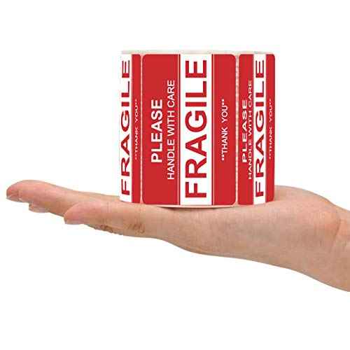 3 x 2 inch Handle with Care Fragile Thank You Warning Packing Shipping Label Stickers Permanent Adhesive (12 Rolls, 6000 Labels)