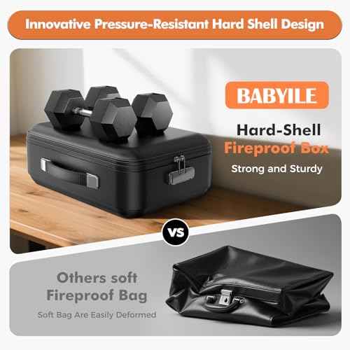 Fireproof Document Box, Hard-Shell Case Fireproof File Organizer with Lock, Fireproof Safe for Home Travel, Fireproof Water Resistant Safe Box for Important Documents, Certificates,Passports