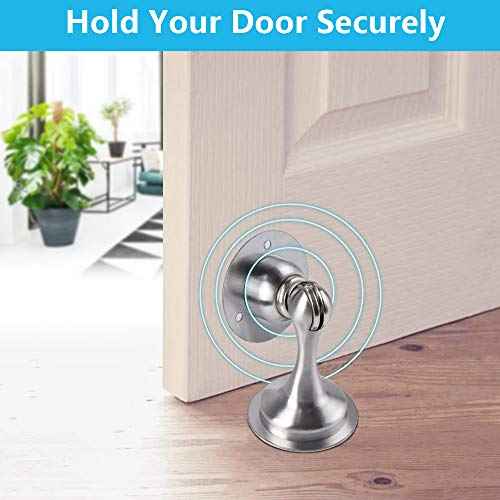 WINONLY Door Stopper, 4 Pack Magnetic Door Stop, Stainless Steel, Magnetic Door Catch, 3M Double-Sided Adhesive Tape, No Drilling, Screws for Stronger Mount, Hold Your Door Open, 4 Pack for Wide Doors