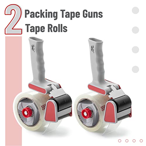 Mr. Pen Heavy Duty Packing Tape Dispenser Gun Set, 2 Pack, Red, 2-Inch Width
