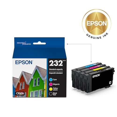 EPSON 232 Claria Ink Standard Capacity Black & Color Cartridge Combo Pack (T232120-BCS) Works with WorkForce WF-2930, WF-2950, Expression XP-4200, XP-4205