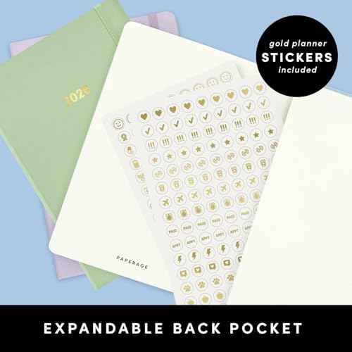 PAPERAGE 2026 Weekly & Monthly Planner, 12 Months (January 2026 - December 2026), 5.6 in x 8 in, Hardcover 2026 Planner with Weekly & Monthly Spreads, Note Pages, Stickers & Back Pocket ? Raspberry