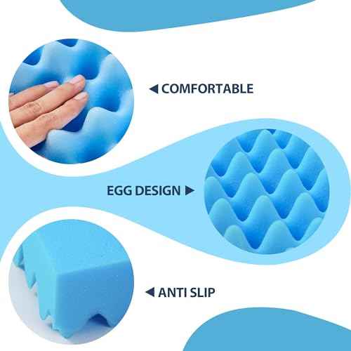 2PCS Egg Crate Chair Foam Cushion Seat Cushion Wheelchair Cushions Recliner Cushion Support Chair Cushion for Office Car Sciatica Pain Relief Pad
