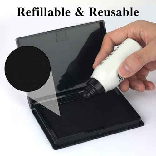 Black Stamp Pad, 4 x 2.5 Inch Premium Quality Ink Pad for Stamps, All-Purpose Felt Pad for Office and Crafting, Works with Rubber and Clear Stamps