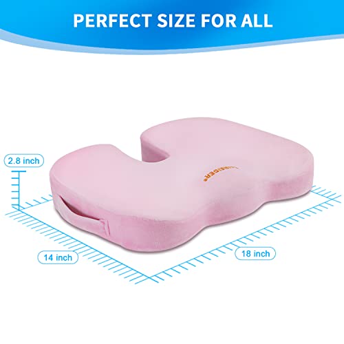 SAIREIDER Office Chair Cushion Pink - Memory Foam Coccyx Tailbone Pain Relief
