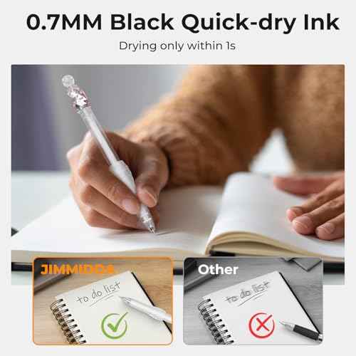 8 Pcs Gel Pens - 0.7mm Fidget Rotating Black Ink Fine Point Smooth Writing - Soft Grip Quick-dry Gel Pens for Journaling, Cute School & Office Supplies for Women Men