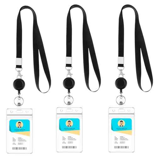 3 Pack Lanyards for ID Badges Holder Retractable Lanyards for Cruise Ship Cards Badge Reel Clip with ID Holders Clear Waterproof