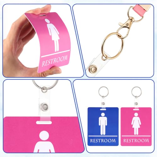 4 Pack Classroom Bathroom Passes with Keychains - Durable PVC Design for Schools & Business