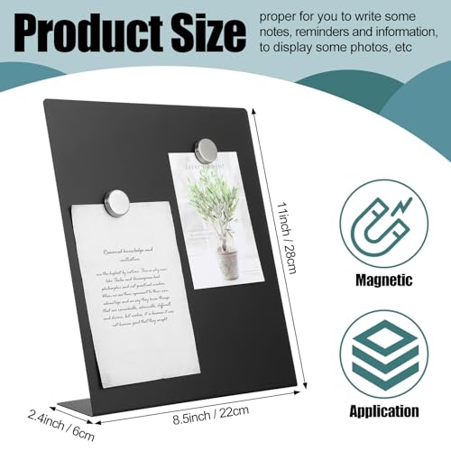 Fainne Magnetic Bulletin Board with Easel Stand Mini Black Magnet Metal Tabletop Memo Display Board for Back to School Menu Table Home Kitchen Office Supplies(11 x 8.5 Inches,4 Pcs)