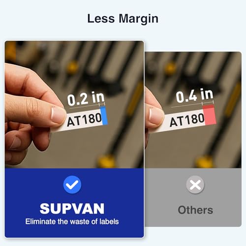 SUPVAN E11 Bluetooth Label Maker Machine with 4 Tapes, Support Keyboard & App with 40 Fonts and 450+ Icons, Rechargeable Inkless Labeler for Home, Kitchen, Office, School Organization, Black