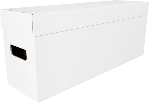 Max Protection Comic Book Storage Box - 5 Count Long ComicBook Boxes with White Corrugated Cardboard - Stackable Bin, Thick Case, Book Containers with Lid - Ideal for Comics, Magazines, Collectibles