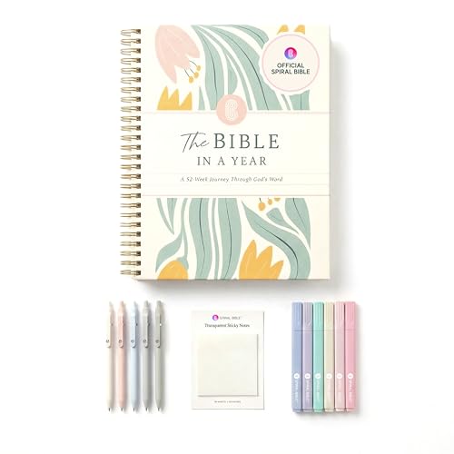 Spiral Bible in a Year Study Guide Floral Bundle - Christian Devotional Kit